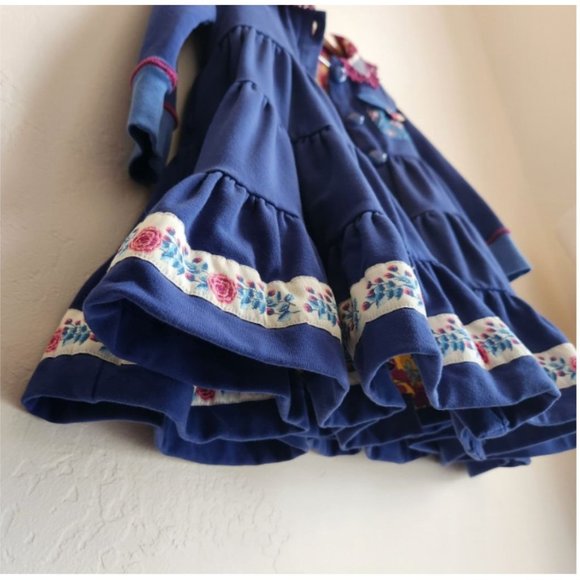 Wildflowers boutique 4 jacket over coat layer lace trim navy gold yellow - Picture 2 of 12